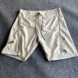 Counter Culture Mens‎ Board Shorts Size 38 Off White Green Graphic Swim Trunks